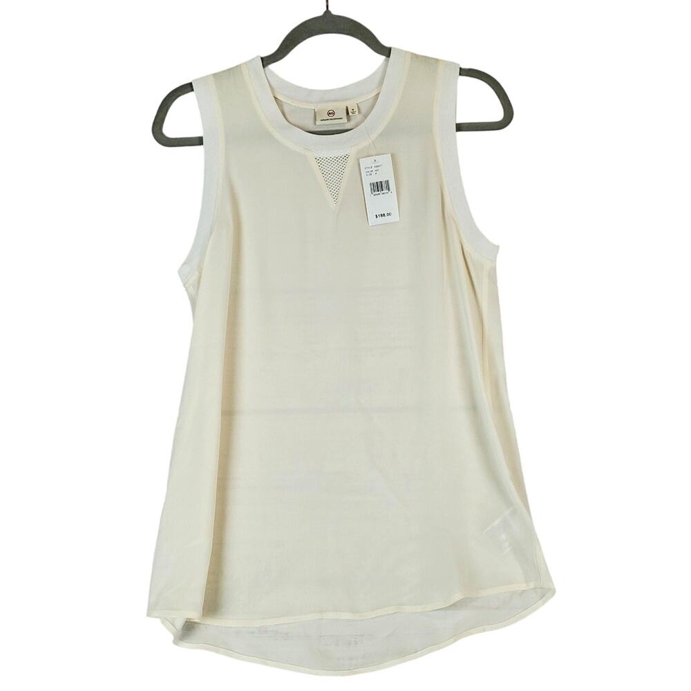 NWT AG Adriano Goldschmied Cream Silk Top M Sleeveless Minimal Quiet Luxury Chic
